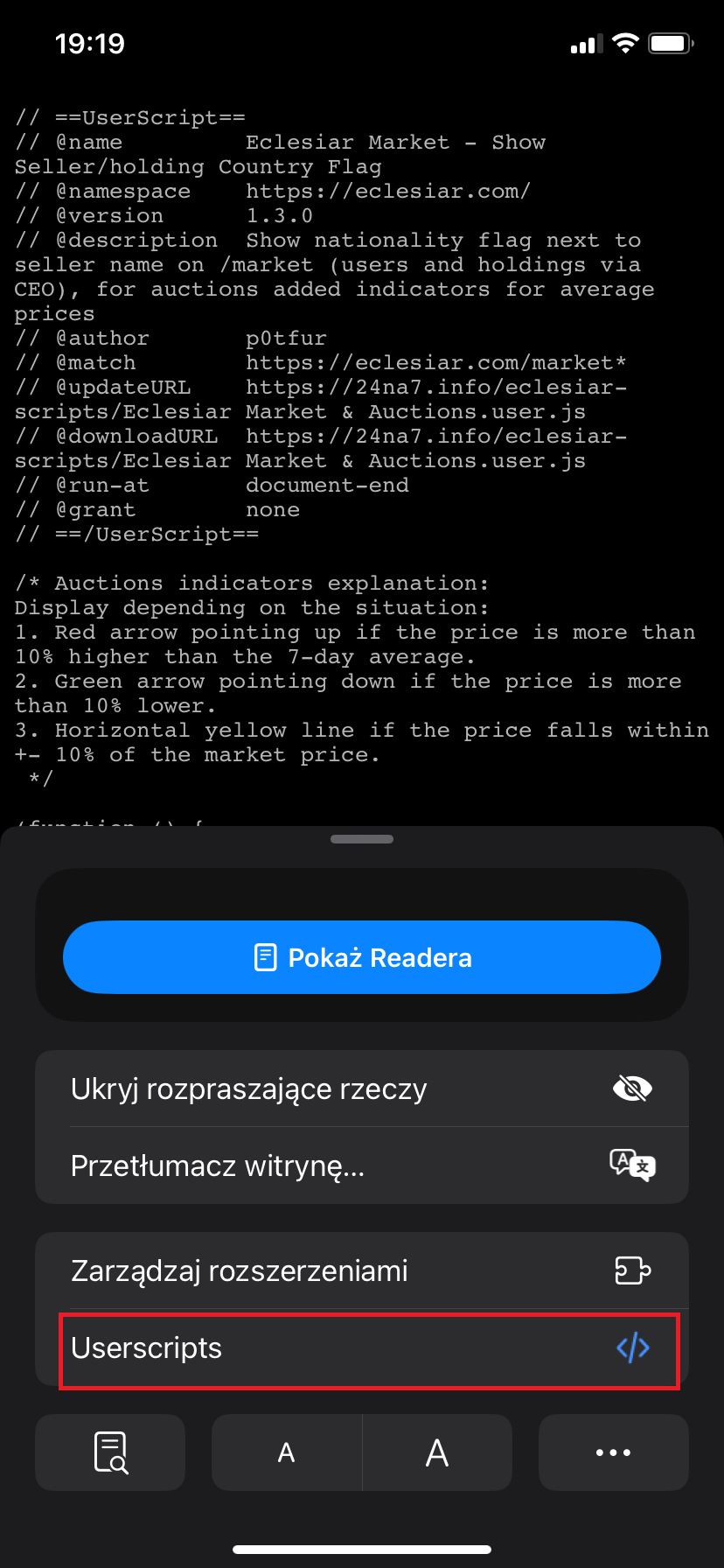 Krok 5 – uruchamianie rozszerzenia z paska adresu Safari