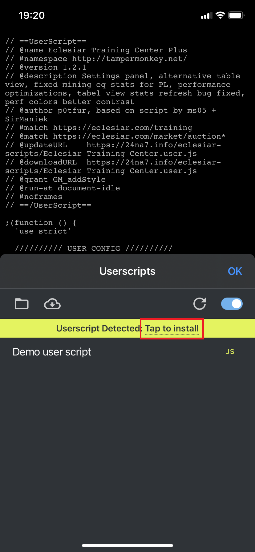 Krok 6 – ekran potwierdzania instalacji skryptu